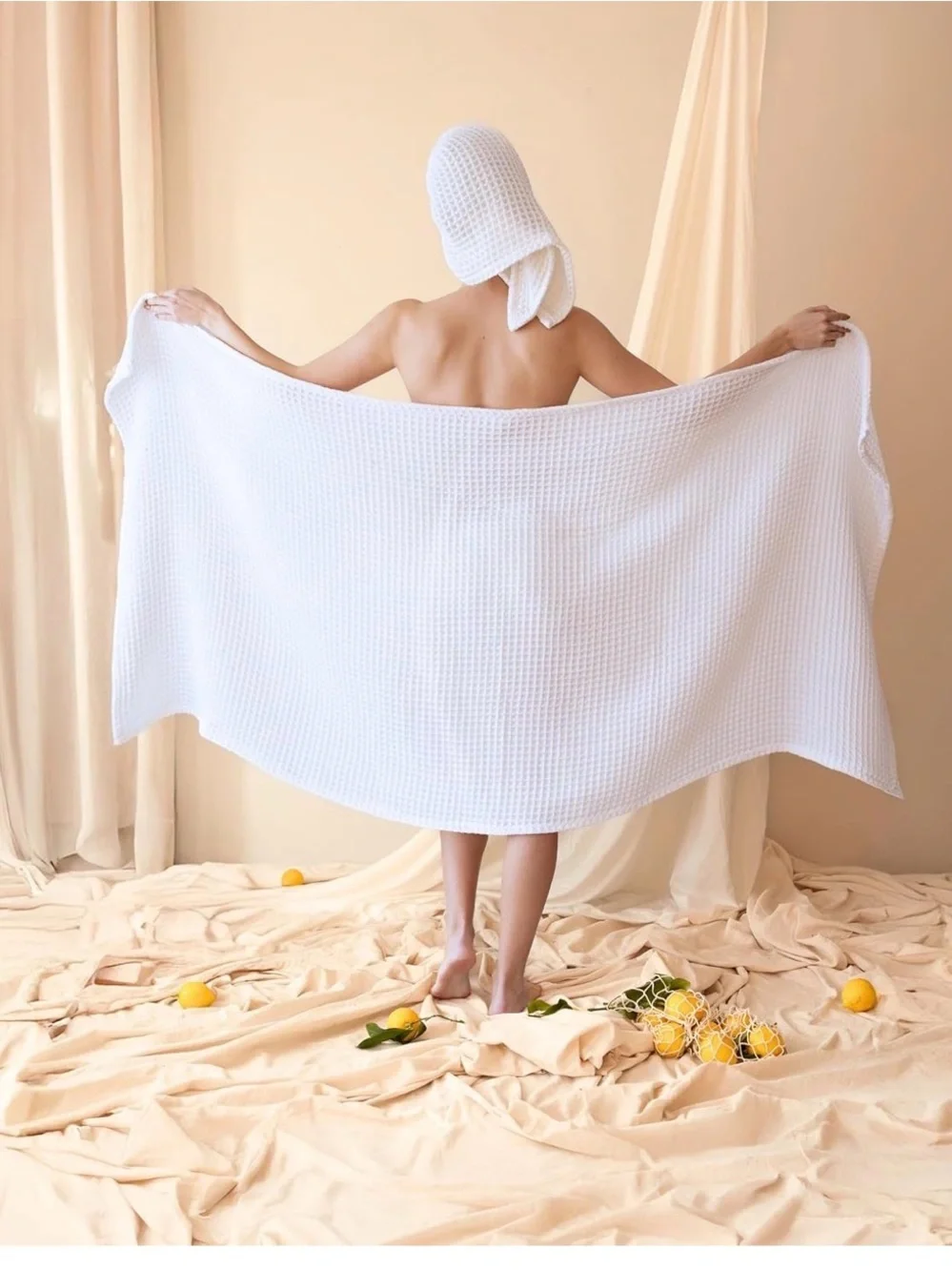 Waffle Bath Towel Set of 2 Bath Sheet Towel 35x71 White